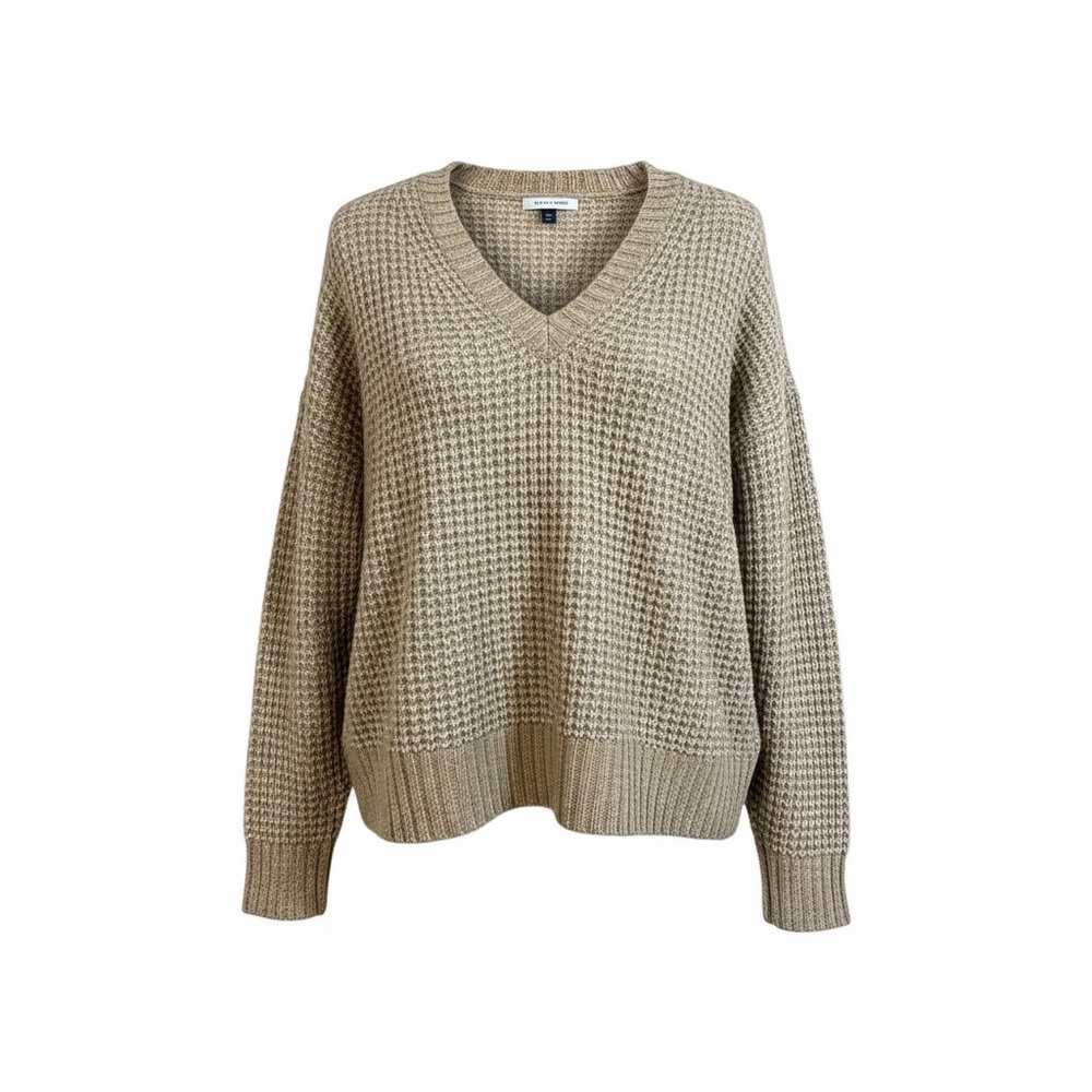 American Eagle Outfitters V-Neck oversized Sweater in Beige NWOT